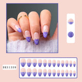 Cifeeo 24Pcs Long Coffin False Nails with Glue Wearable Brown Fake Nails with   Rhinestones Ballet Press on Nails Full Cover Nail Tips