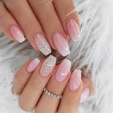 Cifeeo Detachable Manicure Wearable Nail Art Press On Nails purple Glitter French False Nails Long Coffin Fake Nails Full Cover Tips