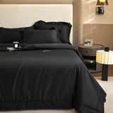 Cifeeo-1400TC Egyptian Cotton Bedding Set, Luxury High Quality, Soft, Silky, Black, Duvet Cover, Flat, Fitted Bed Sheet, Pillowcases