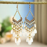 Cifeeo-Christmas Gift New Year's Eve Gift Bohemian Water Drop Tassel Earrings For Women Colorful Beads Dangle Ethnic Style Earring Female Fashion Jewelry