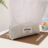 Cifeeo-Back To School Gifts Shark Pencil Case Corduroy Pen Case Kawaii Stationery Estuche Large Capacity Pencilcase Trousse School Supplies Pencil Pouch