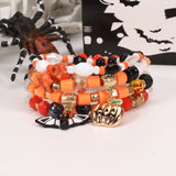 Cifeeo-Halloween Jewelry Halloween Beaded Bracelets Set For Women Pumpkin Bat Spider Evil Eye Multilayer Beads Stretch Bracelet All Saints' Day Gifts