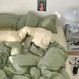 Cifeeo-Solid Pink Fashion Style Bedding Set Twin Full Queen Size Duvet Cover Set Adults Kids Simple Korean Bed Flat Sheet Pillowcases