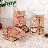 Cifeeo-5/10pcs Merry Christmas Candy Box With Rop Kraft Paper House Santa Claus Cookie Gift Packaging Boxes 2024 New Year Party Decor