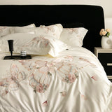 Cifeeo-Chic Butterfly Flowers Embroidery Luxury Bedding Set 800TC Egyptian Cotton Duvet Cover Set Bed Sheet Pillowcases Home Textiles