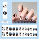 Cifeeo 24Pcs/Set Full Cover False Nail Tips Shining Fashion Medium Length Silvery Fake Nails With Glue Nail Art Europen Manicure Tips