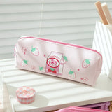 Cifeeo-Back To School Gifts Strawberry Pencil Case Kawaii Stationery Pencilcase Milk PU Leather Pen Case Trousse School Supplies Pencil Cases For Girls