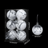 Cifeeo-6pcs 6cm Transparent Snow Christmas Balls Pendants for Christmas Tree Decoration Clear Baubles Hanging Ornaments Xmas Navidad