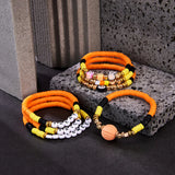 Cifeeo-Halloween Jewelry Halloween Gothic Polymer Clay Imitation Pearl Bracelets For Women Men Vintage Multi Layer Pumpkin Ghost Beads Bangle Jewelry