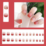 Cifeeo  Summer Lemon False Nails With Designs French Square Head Short Fake Nails Press On Nails Watermelon Nail Tips Beauty Manicure