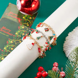 Cifeeo-Christmas gifts Creative Christmas Metal Chain Bracelet For Women Men Santa Claus Christmas Tree Snowflake Snowman Pearl Bangles New Year Gifts