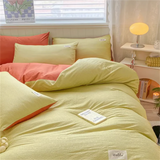Cifeeo-Waffle Washed Cotton Four Piece Set, Non All Cotton Bedding, Pure Cotton Bedding, Student Dormitory Bed Sheets Duvet Cover Set