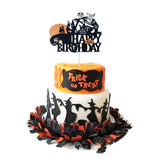 Cifeeo Halloween Cake Toppers Black Cat witch Pumpkin Happy Birthday Topper Cupcake Picks Halloween Boo Theme Birthday Party Decoration