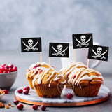 Cifeeo-Pirate Flag Toothpicks Cupcake Topper For Kids Boys Pirate Theme Birthday Party Cake Decoraiton Halloween Cocktail Pick Supplies