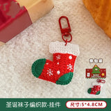 Cifeeo-Christmas Gift idea Classic Christmas Keychain Hand Knitted Santa Elk Christmas Stocking Keychain Christmas Party Gift Supplies