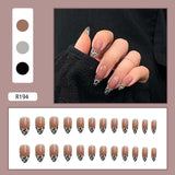 Cifeeo 24Pcs/Set Full Cover False Nail Tips Shining Fashion Medium Length Silvery Fake Nails With Glue Nail Art Europen Manicure Tips