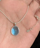 CIFEEO- Simple Blue Alloy Gem Stone Pendant Necklace KX1030