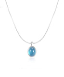 CIFEEO- Simple Blue Alloy Gem Stone Pendant Necklace KX1030