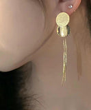 CIFEEO- Simple Gold Copper Overgild Circle Tassel Drop Earrings ZZ052