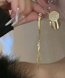 CIFEEO- Simple Gold Copper Overgild Circle Tassel Drop Earrings ZZ052