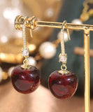 CIFEEO- Simple Mulberry Copper Overgild Zircon Cherry Drop Earrings DF1024