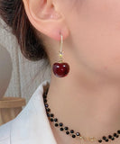 CIFEEO- Simple Mulberry Copper Overgild Zircon Cherry Drop Earrings DF1024