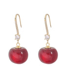 CIFEEO- Simple Mulberry Copper Overgild Zircon Cherry Drop Earrings DF1024