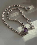 CIFEEO- Simple Purple Sterling Silver Crystal Pendant Necklace KX1005