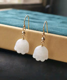 CIFEEO- 14K Gold Jade Cat Paw Drop Earrings