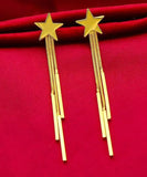 CIFEEO- Skinny Gold Sterling Silver Overgild Star Tassel Drop Earrings DF1020