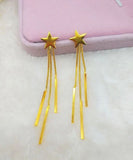 CIFEEO- Skinny Gold Sterling Silver Overgild Star Tassel Drop Earrings DF1020