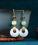 CIFEEO- Style Gold Ancient Gold Jade Auspicious Clouds Drop Earrings KX1060