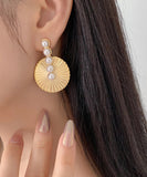 CIFEEO- Style Gold Metal Overgild Pearl Stud Earrings ZZ009