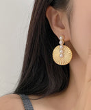 CIFEEO- Style Gold Metal Overgild Pearl Stud Earrings ZZ009