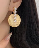 CIFEEO- Style Gold Metal Overgild Pearl Stud Earrings ZZ009