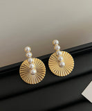 CIFEEO- Style Gold Metal Overgild Pearl Stud Earrings ZZ009