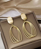 CIFEEO- Style Gold Sterling Silver Overgild Oval Drop Earrings GH1063