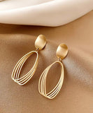 CIFEEO- Style Gold Sterling Silver Overgild Oval Drop Earrings GH1063