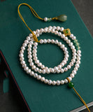 CIFEEO- Style White Jade Pearl Grape Stone Orchid Pendant Necklace GH1053