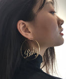 CIFEEO- Stylish Gold Metal Alloy Graphic Hoop Earrings ZZ071