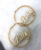 CIFEEO- Stylish Gold Metal Alloy Graphic Hoop Earrings ZZ071