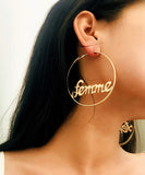 CIFEEO- Stylish Gold Metal Alloy Graphic Hoop Earrings ZZ071