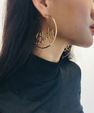 CIFEEO- Stylish Gold Metal Alloy Graphic Hoop Earrings ZZ071