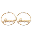 CIFEEO- Stylish Gold Metal Alloy Graphic Hoop Earrings ZZ071