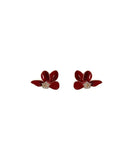 CIFEEO- Stylish Mulberry Sterling Silver Overgild Asymmetrical Zircon Floral Stud Earrings ZZ036