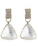 CIFEEO- Stylish Nude Sterling Silver Ovetgild Inlaid Zircon Triangle Crystal Drop Earrings GH1081