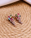 CIFEEO- Stylish Rainbow Sterling Silver Overgild Crystal Zircon Stud Earrings KX1013