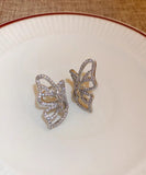 CIFEEO- Stylish Silk Copper Zircon Butterfly Hollow Out Stud Earrings MM089