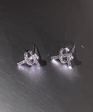 CIFEEO- Stylish Silk Sterling Silver Zircon Love Stud Earrings GH1006