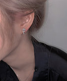 CIFEEO- Stylish Silk Sterling Silver Zircon Love Stud Earrings GH1006